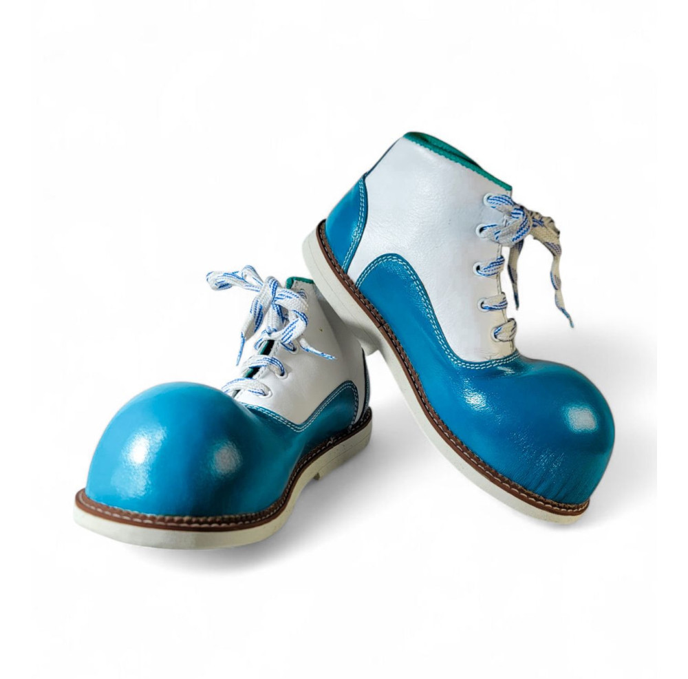 Zapato N. 40-41 de payaso Celeste Blanco